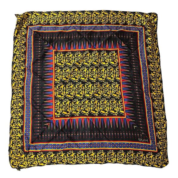VTG Rush Limbaugh 100% Silk Scarf 32”x33” Vintage 90s Hand Rolled Black … - Picture 1 of 8